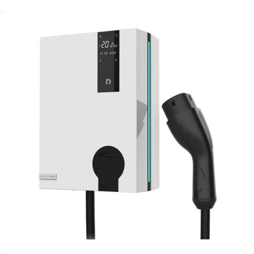 Raedian NEO 11kW AC Wallbox - Caricatore da muro per auto elettrica | 11kW - 3x16A | Cavo di tipo 2 | Controllo applicazioni e carte RFID - Bianco