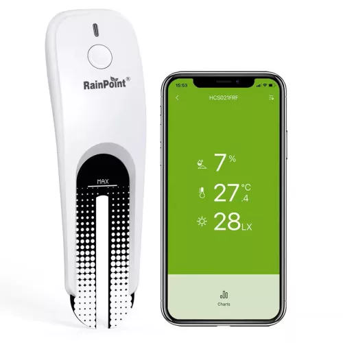 RainPoint® HCS021FRF - Sensore di umidità del suolo e misuratore di luce per esterni - Portata di 60 m, registrazione dei dati storici