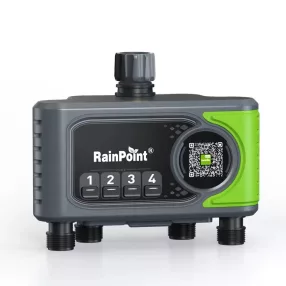   RainPoint® HTV405FRF  - Valvola di irrigazione a 4 zone per rubinetto da giardino - Portata 250 m, misurazione del flusso, controllo app.