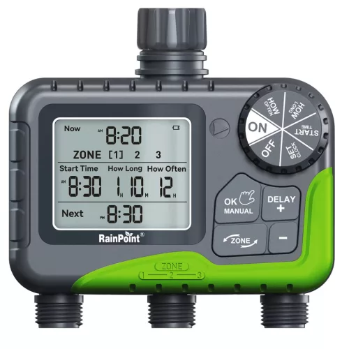 RainPoint® ITV305 - valvola di irrigazione montata su rubinetto da giardino - 2 uscite controllabili separatamente