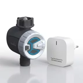   RainPoint® - Sistema di irrigazione intelligente impostato per il montaggio su un rubinetto da giardino (valvola + HUB) - con applicazione, controllabile via Internet (TTV102B+TWG009BW)