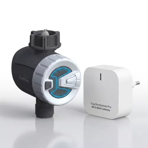 RainPoint® - Sistema di irrigazione intelligente impostato per il montaggio su un rubinetto da giardino (valvola + HUB) - con applicazione, controllabile via Internet (TTV102B+TWG009BW)