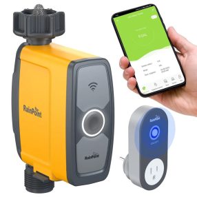  RainPoint® - Sistema di irrigazione intelligente impostato per il montaggio su un rubinetto da giardino (valvola + HUB) - con applicazione, controllabile via Internet (TTV103WRF+TWG004WRF)