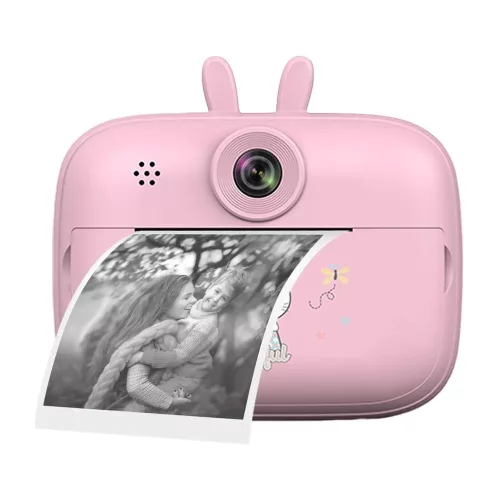SearySky S1: fotocamera per bambini e stampante istantanea in uno. Risoluzione 1080P, ampio display - rosa