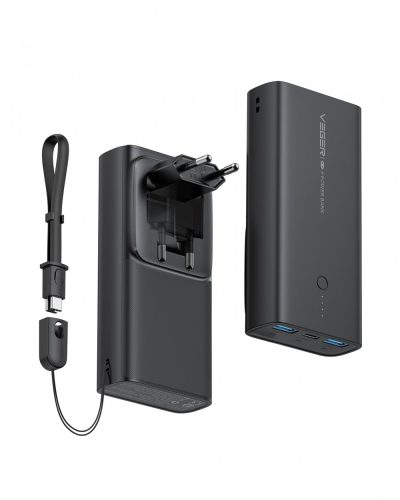 Veger ACE100 - il primo power bank e caricatore da muro al mondo due in uno - 10000mAh - Indicatore di carica a LED, potenza di ricarica PD 20W