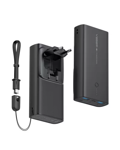 Veger ACE100 - il primo power bank e caricatore da muro al mondo due in uno - 10000mAh - Indicatore di carica a LED, potenza di ricarica PD 20W