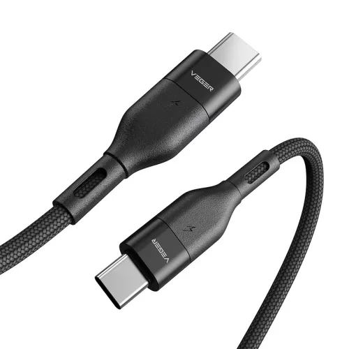 Veger CC01 - 60W USB Type-C - Cavo USB Type-C - 120 cm, ricarica 60W, rivestimento in tessuto perlato - nero