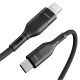Veger CL01 - Cavo USB Type-C 3A - Apple Lightning - 120 cm, ricarica 3A, rivestimento in kevlar (tessuto perlato) - nero