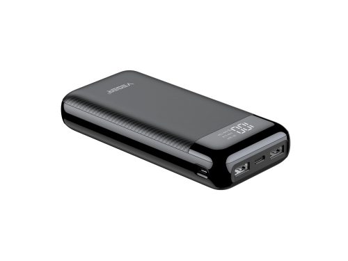 Veger L21 - Power bank da 20000 mAh - Indicatore di carica a LED, 4 porte di ricarica - Nero