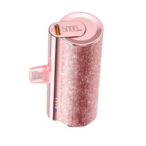   Veger Lipstick-L Power Bank cu conector Lightning - 5000mAh, pentru toate produsele Apple Lightning, încărcare PD3.0 - Rose gold