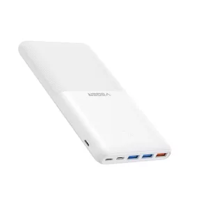   Power bank Veger S22 - capacità 20000mAh, design ultrasottile e antiscivolo, ricarica simultanea di 4 dispositivi, indicatore di carica LED - bianco