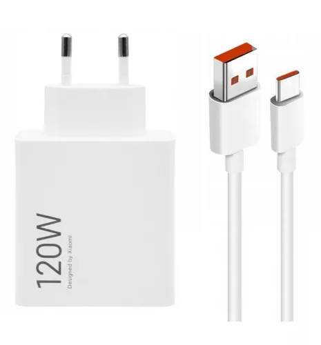 Xiaomi 120W Hypercharge Combo - Caricabatterie USB (type-A) da 120 Watt + cavo da 1 metro e 120 Watt - Bianco
