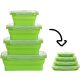 Scatole per alimenti pieghevoli, contenitori per alimenti pieghevoli in silicone da 4 pezzi, scatola per il pranzo con coperchio, contenitori per alimenti riutilizzabili resistenti al calore, per cuci