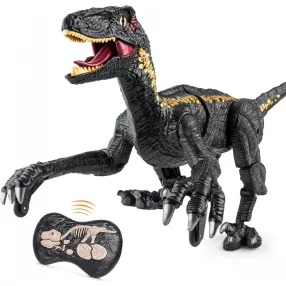   Giocattolo dinosauro telecomandato - effetti luminosi e sonori, modalità demo, lunghezza 30 cm, tempo di gioco lungo - nero