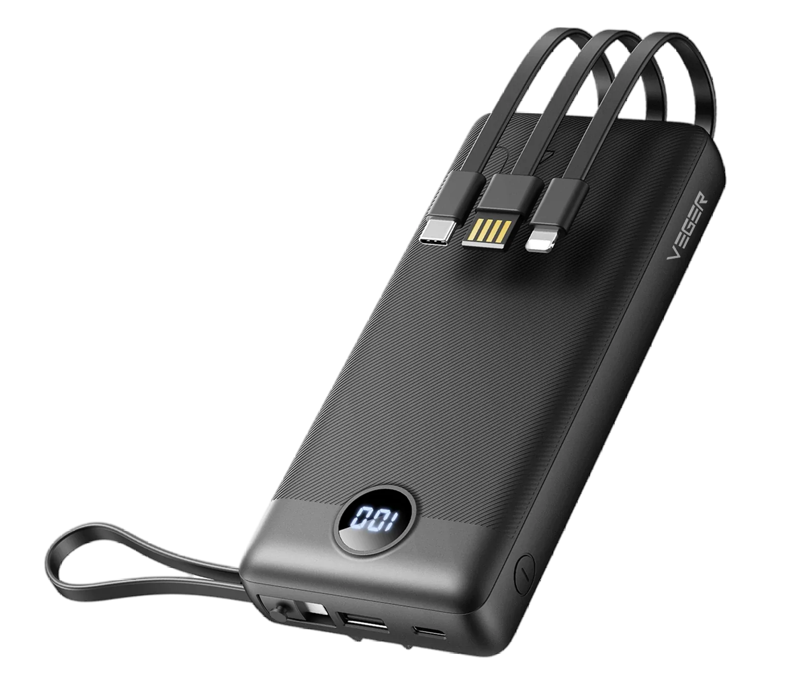 Power bank Veger C20 - 20000mAh - integrato, 4 cavi, indicat