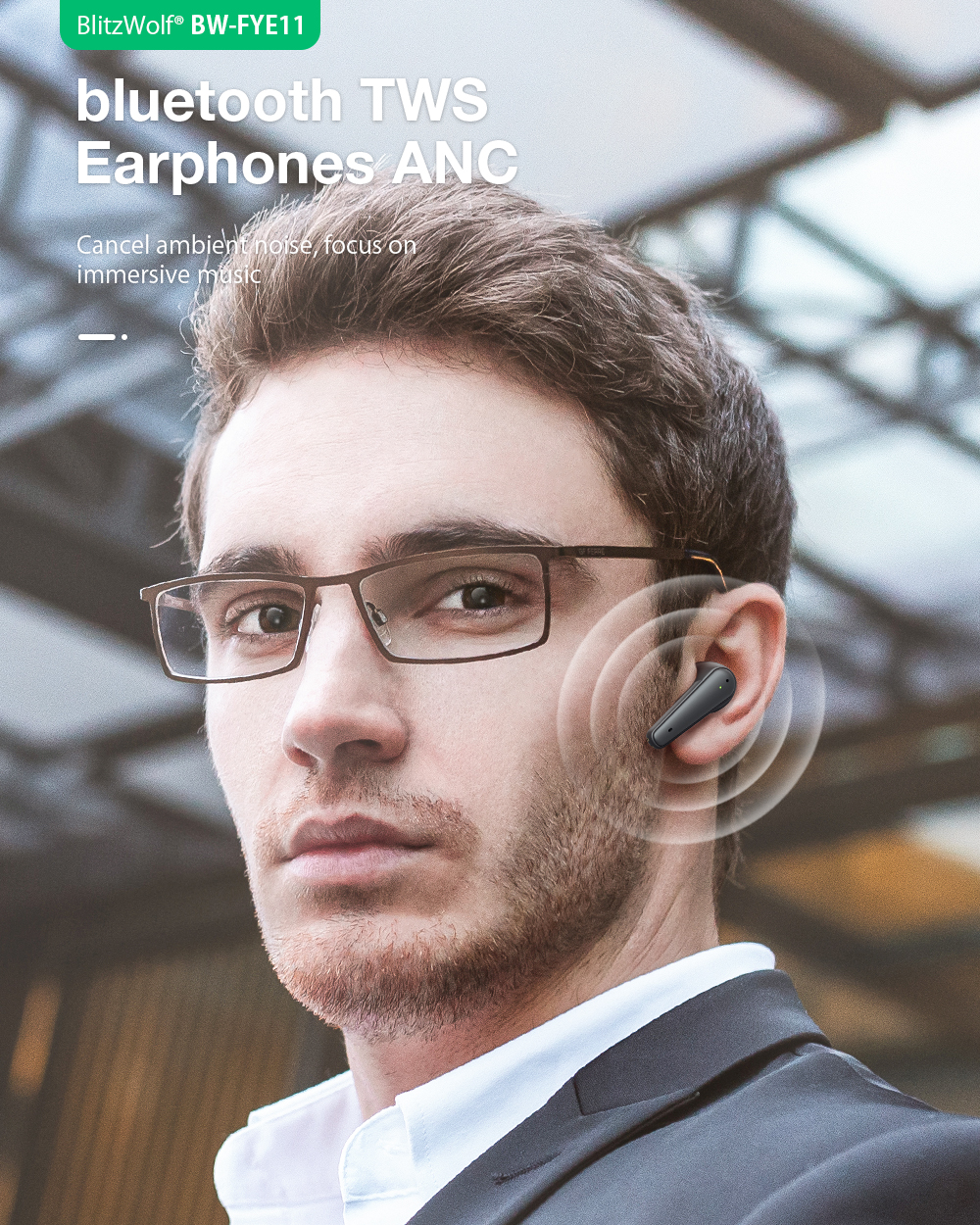 Blitzwolf BW-FYE11 - noise reduction bluetooth headset